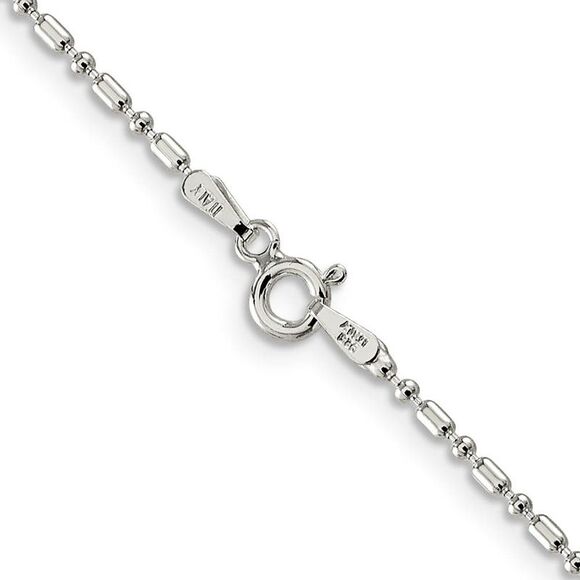 1.5mm Sterling Silver Solid Fancy Beaded Chain Necklace, 24 inch - Picture 3 of 8